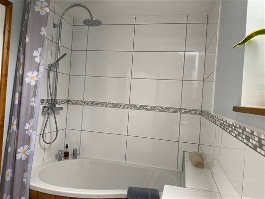 Bryniau Pell bath with shower over